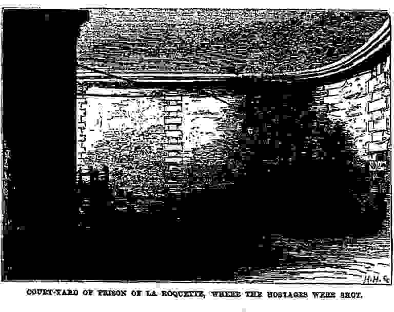 Court-yard of Prison Of La Roquette, Where the Hostageswere shot.