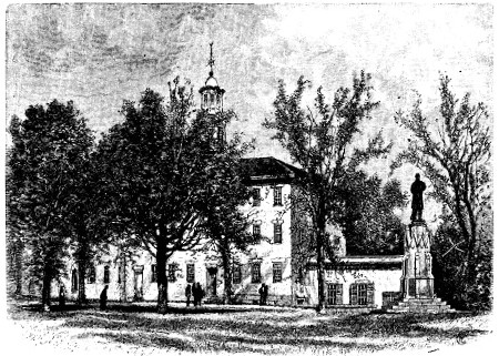 GRIFFIN HALL (OLD COLLEGE CHAPEL), AND SOLDIERS' MONUMENT.