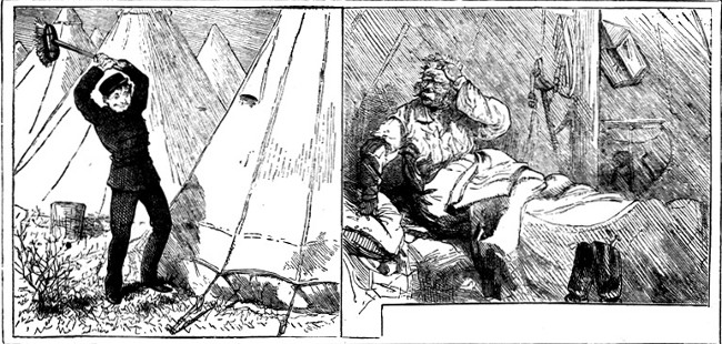 An ensign who thought he would wake up another ensign for a
lark—But he mistook the tent.

From the "Graphic."—By A. C. Corbould.

SELECTED BY MR. LOUIS WAIN.