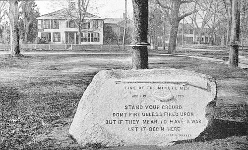 JONATHAN HARRINGTON’S HOUSE Jonathan Harrington was
wounded where the stone now stands, and fell dead at the doorstep of
his house